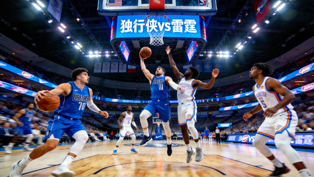 NBA独行侠对阵雷霆的比赛画面
