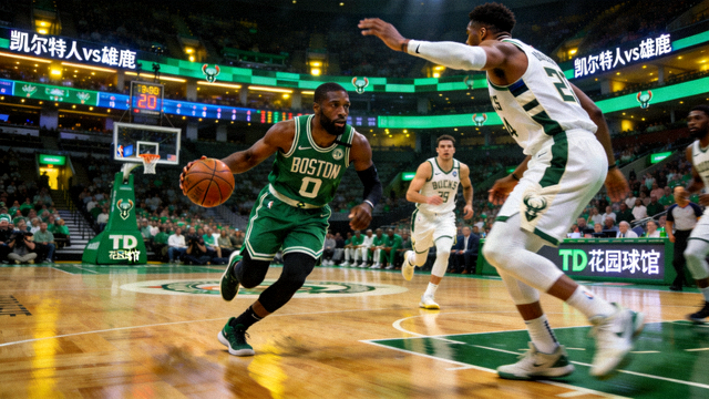 NBA凯尔特人对阵雄鹿的比赛画面